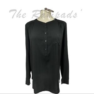 NWOT Black Loft Long-sleeve Tunic Top with Series of Buttons Size Small